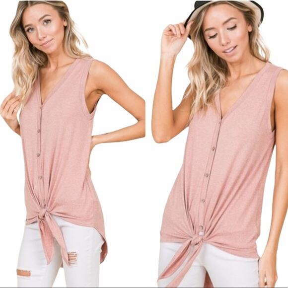 Sleeveless button front top pink - Picture 7 of 8